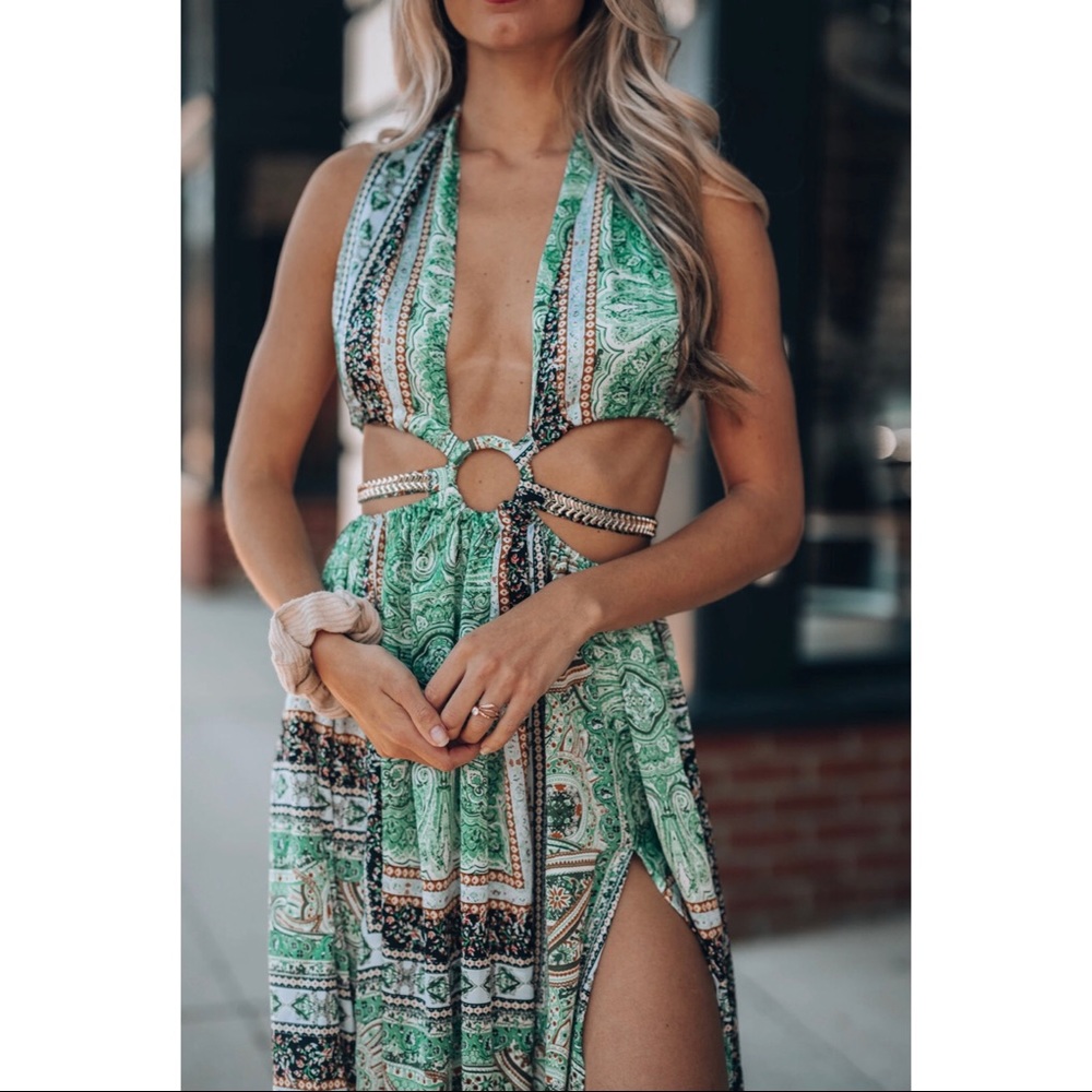 Flowy St. Lucia Green Maxi Dress Size Small
